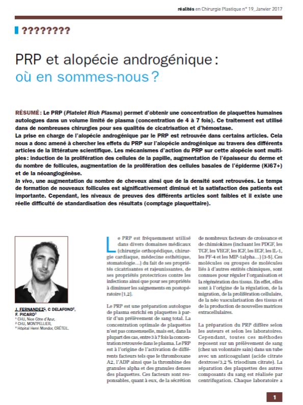 PRP et alopécie androgénique – où en sommes-nous ?